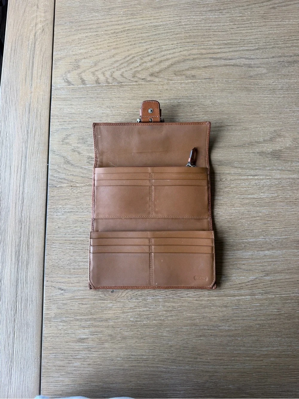 Coach Brown Signature Canvas & Leather Buckle Wallet